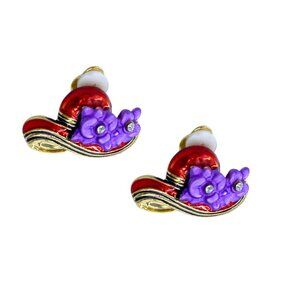 Earrings Red Hat Society-NEW- Cute Sisterhood Gift - Clip - On
